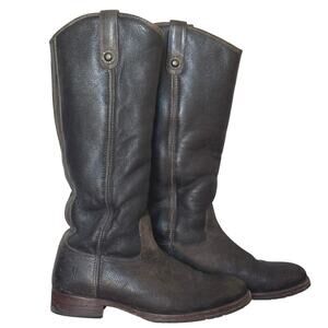 Frye Women's Melissa Button Tall Boots US 8B Shearling Lined Brown Leather